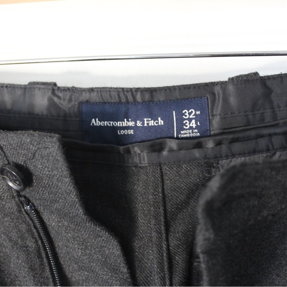 Abercrombie loose pleated pants black texture fuzzy warm 32/34 - Picture 2 of 7